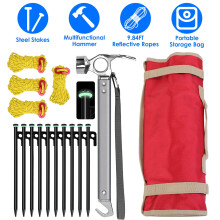 9,8 Fuß Campingzelt-Set, Campingzubehör-Set mit Heringen und reflektierendem Seil für Rucksacktouren