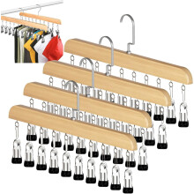 Wardrobe Storage Rack with 10 Clips, 360 Rotating Hook, Anti-Slip & Snag-Proof, High Load-Bearing – Compatible with Standard Wardrobes