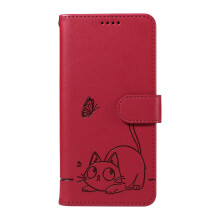 Leather Wallet Case Cat Design, RFID Blocking, Magnetic Flip, Shockproof Cover for Samsung Galaxy A22 5G