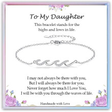 Silver Wave Bracelet Gift for Women – Birthday, Christmas, Mother’s Day; Compatible with Her Life Journey