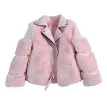 Cappotto invernale da ragazza a maniche lunghe in pelliccia sintetica di volpe.