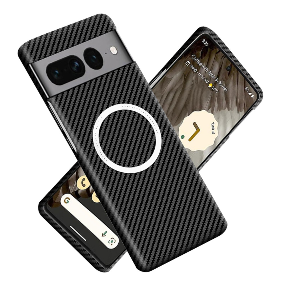 Case For Google Pixel 7A With Shockproof Corner Airbags, Slim Carbon Fiber Protective Cover, Black 9771547578949
