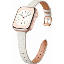Slank rem i ægte læder, kompatibel med Apple Watch 38/40/41/42/44/45/46 mm – til serie 2–10, SE og Ultra