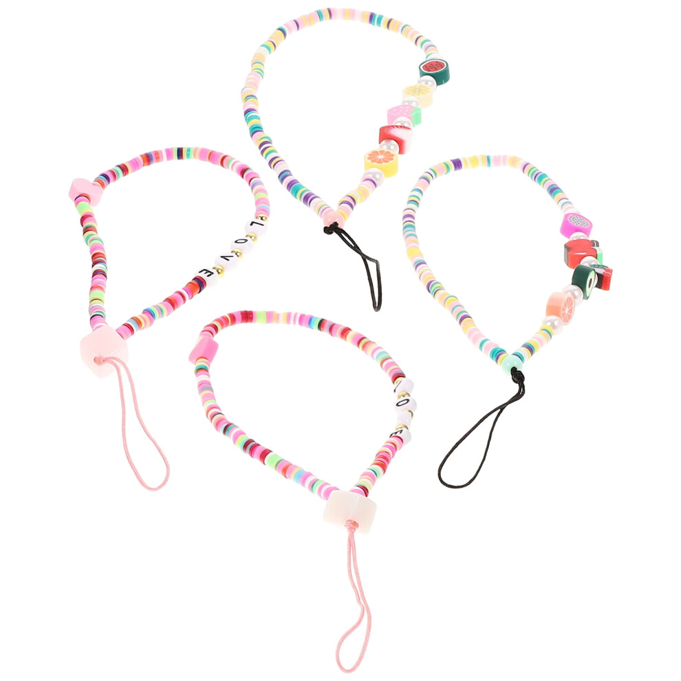 4 Pcs Phone Charm Strap Beads Mobile Accessories Chain Miss 9479868987692