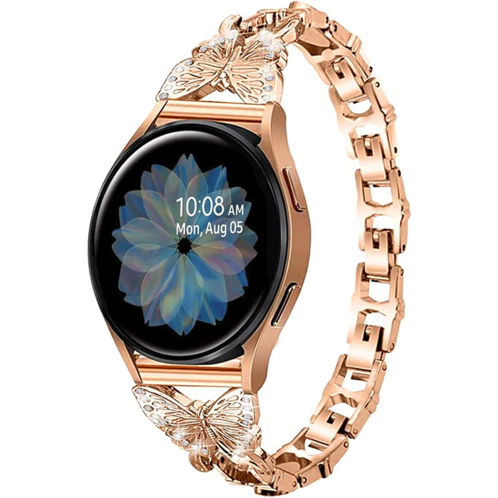 Elegant 20Mm Butterfly Diamond Metal Watch Band Compatible With Samsung Galaxy Watch 42Mm/Active/Active2 40&44Mm/Watch 4/S2 Classic/Gear Sport/S4 9028731703169