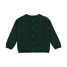 Jentecardigan langermet barnegenser med knapper Jentecardigans med rund hals, genser til småbarn, mørkegrønn, 18M