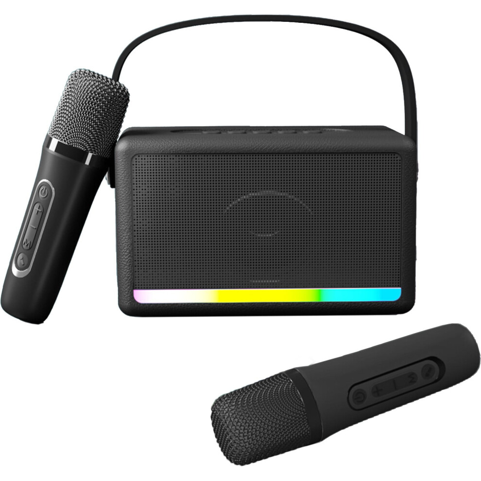 Mini Karaoke Machine With 2 Wireless Mics, Portable Bluetooth Speaker For Home & Outdoor Singing 9028731268125