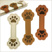 Semne de carte magnetice din piele, set de 3 – formă de labă de câine, maro/alb/cafea cu lapte, compatibile cu toate cărțile