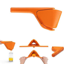 (orange) Lemon Fluicer | Easy Squeeze Manual Citrus Juicer Plastic Folds Flat For Slimline