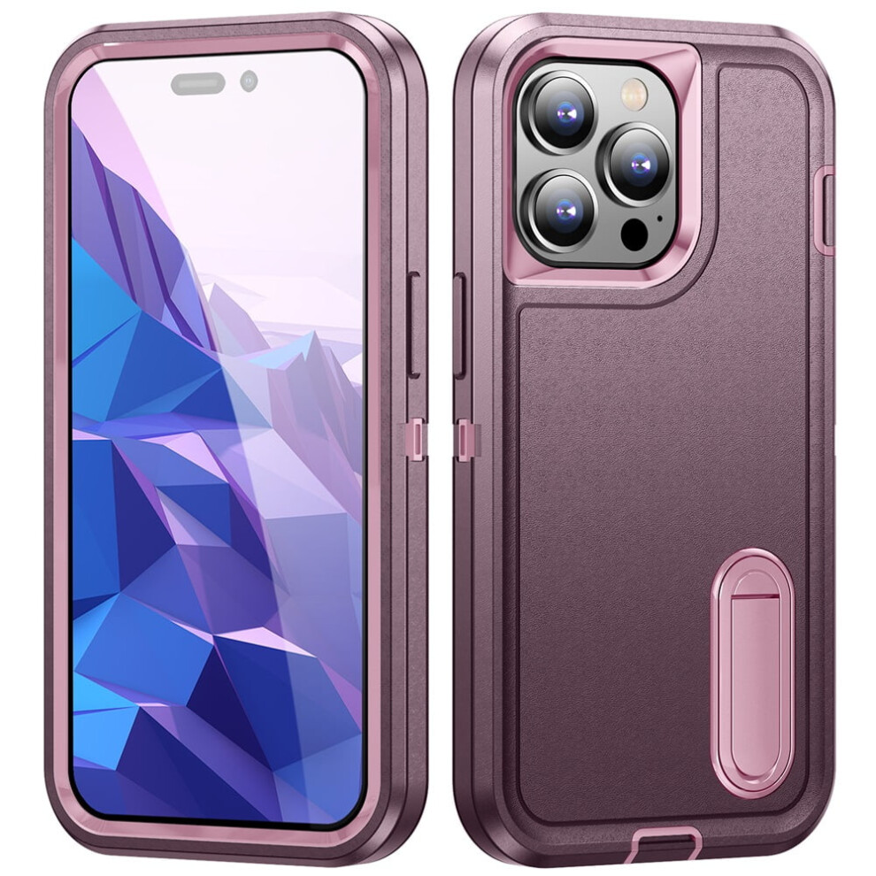 Iphone 15 Pro Case Â Shockproof, Dustproof, Drop-Proof Rugged Cover With Built-In Kickstand, Compatible With Iphone 15 Pro Purple 9028731604084