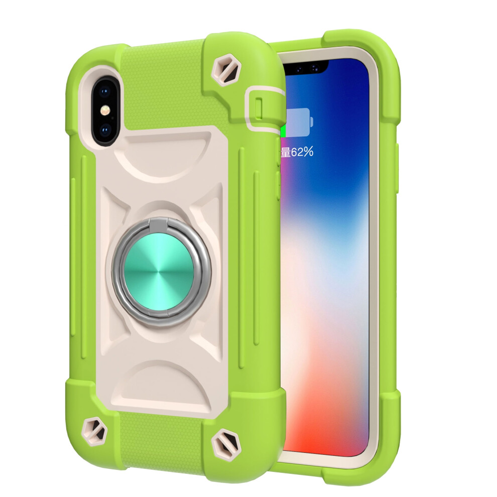 Compatible With Iphone Xs Max 6.5-Inch Shock-Proof Magnetic Car Mount Kickstand Case Â Hybrid Rubber & Pc Rugged Cover, Green 9028731268835