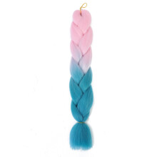 3-pak 100 g 24" varmebestandigt syntetisk fletningshår til twist & crochet fletninger, pink til påfugleblå