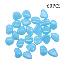 Glow-in-the-Dark Rocks, 60pcs Multicolor Luminous Pebbles for Aquariums, Gardens, Walkways, Houseplants – Solar & Light Charged, Blue