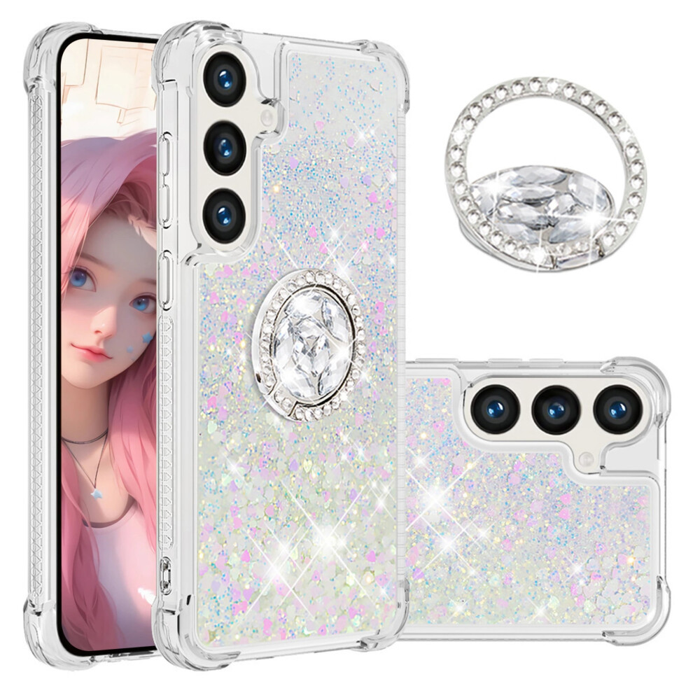 Ccsmall Clear Glitter Case For Samsung Galaxy S24 Fe 5G Â Quicksand Sparkle, Diamond Ring Holder, Lsz Colorful 9028731703756