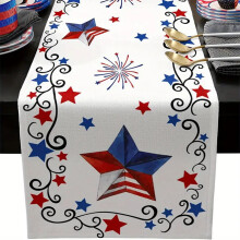 13x72Inch 4th of July Table Runner American Flag Design Patriotic Dining Decor for Independence Day Kitchen Table Celebration