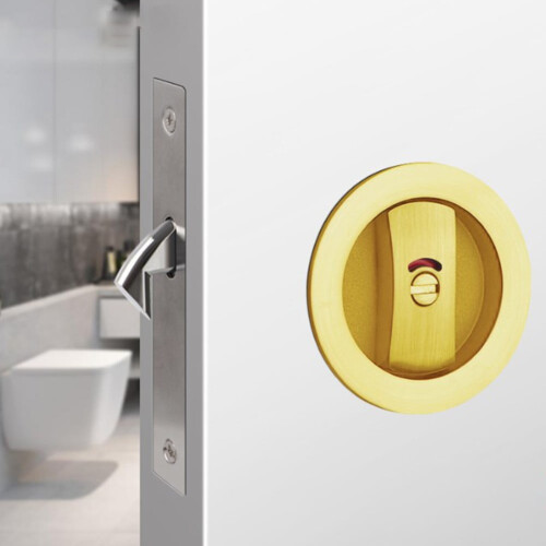 Round bathroom sliding door lock single hook with red and green indicator lock