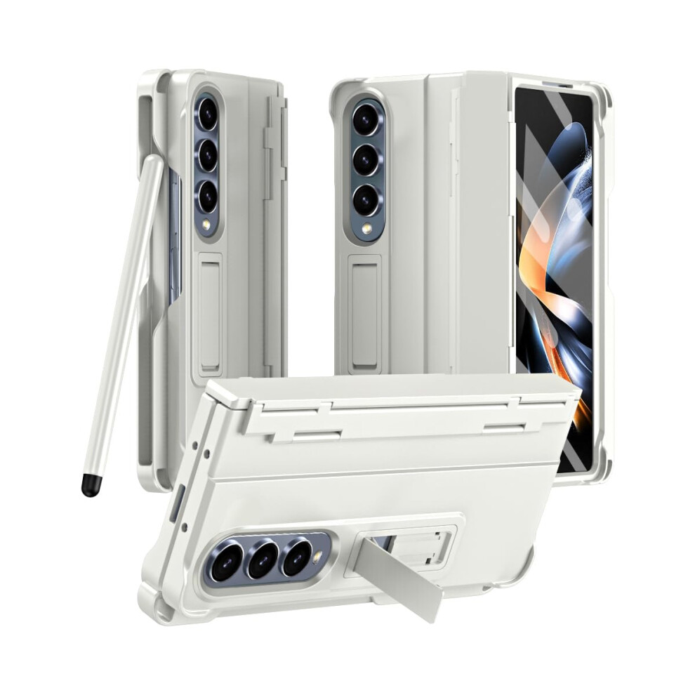 Case MilitaryâGrade Armor With Hinge Protection Kickstand And S Pen Holder For Samsung Galaxy Z Fold 3 White 9092120203516