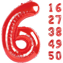 Red Number 6 Balloons – 6pcs Helium-Filled Giant Digit Balloons for 6th, 16th, 26th, 60th Birthday & Anniversary Party Decor (Compatible with