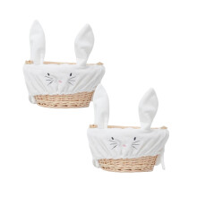 Easter Wicker Basket Rabbit Shape with Handle and Liner