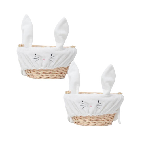 Easter Wicker Basket Rabbit Shape with Handle and Liner