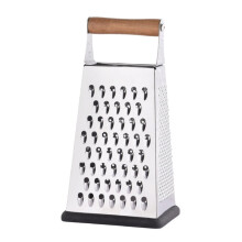 Stainless Steels Metal Box Grater with Wooden Handle 4 Side Handheld Kitchen Food Shredders for Cheese,Carrot,Vegetable