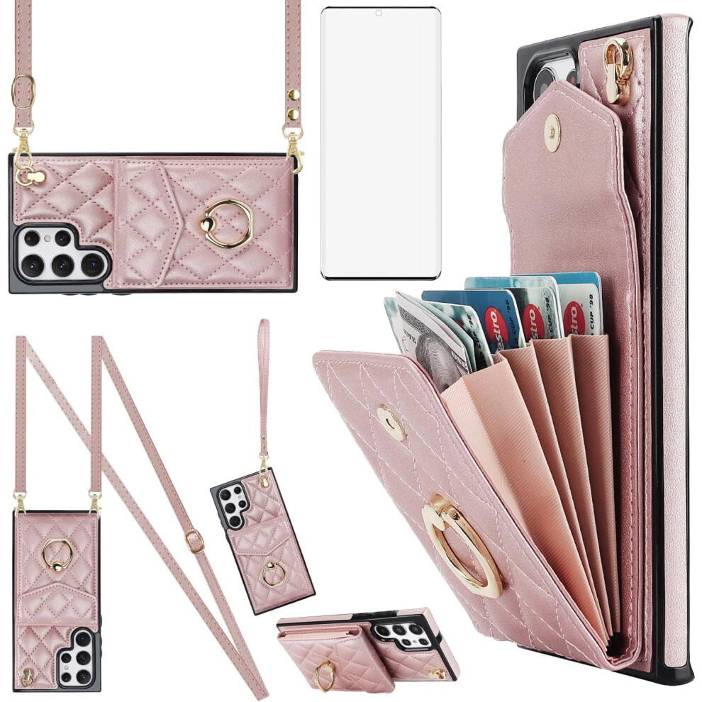 Phone Case Compatible With Galaxy S22 Ultra 5G Â Wallet Cover With Tempered Glass, Wrist Strap, Rfid-Blocking Card Holder 9365509212493