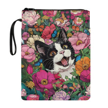 Book Cover Sleeve Pouch Book Organzier Holder with Zipper Polyester Fabric Carrying Book Case for Paperbacks Notebook Book Handle 11.42 x 8.66 Inch