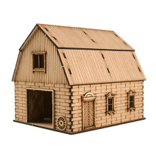 Miniatura de casa de madeira em escala 1/72, modelo de celeiro para desmontar, modelo de cena arquitetônica para maquete de arquitetura, maquete de
