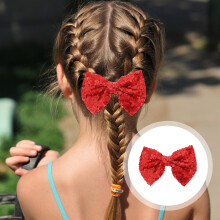 NICEXMAS Lot de 5 pinces à cheveux nœud papillon pour filles, accessoires pour cheveux, pince à cheveux de Noël à paillettes rouges, 12 x 9 x