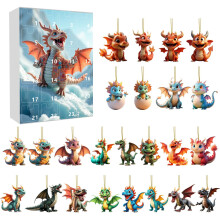 Calendar de Advent Dragon 2025 – 24 Pandantive Ornamente Acrilice