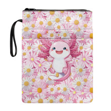 Axolotl Daisies Book Cover Sleeve with Zipper, 300D