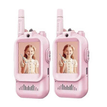 (Pink Pink, Pink) JK200 1 Pair 2.0 Inch Screen Interactive Video Walkie Talkie Set for Children 150-500m Range Communi