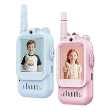 (Pink Blue, Multicolor) JK200 1 Pair 2.0 Inch Screen Interactive Video Walkie Talkie Set for Children 150-500m Range Communi