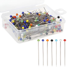 ACDANC100 stuks 38 mm rechte spelden met glazen kop, meerkleurig – voor quilten, sieraden maken, knutselen en naaien