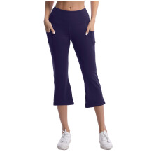 Simua Womens Capri Yoga Flare Pants Workout Athletic Summer Bootcut Capris Leggings With Pockets
