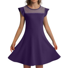 Toddler Girls Dress Summer Ruffle Sleeve Mesh A-Line Casual Party Dresses With Pockets For Kids 4 11 Years Soft 4-5Y