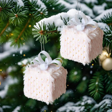 10cm Pink Christmas Tree Ornament - Plush Flock Foam Hanging Decoration, Easy to Hang for Home Holiday Christmas Decor