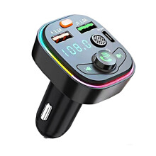 Multi-Functional Car Charger/Bluetooth Music Player/FM Transmitter/Radio Adapter With Type-C PD Charge USB QC3.0 Charge And RGB Colorful Light