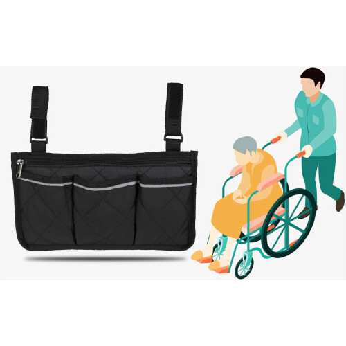 Wheelchair Side Bag Lightweight with Pouches for Mobility