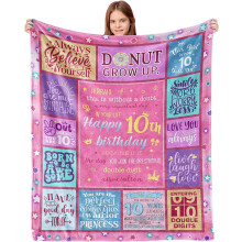 Geburtstagsdecke zum 10. Geburtstag für Mädchen, 102 x 127 cm – Lustige Geschenkidee für 10-jährige Mädchen, Schwestern, beste Freundinnen –
