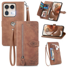 Motorola Edge 50 Ultra 6.7" Case – PU Leather Magnetic Flip Wallet with Lanyard, Zipper Card Holder, Compatible with Motorola Edge 50 Ultra