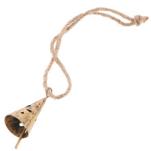 HEMOTON Golden Metal Bell Pendant for Home Decor, Craft Wind Chime with Retro Design, Perfect for Doors, Gardens, and Outdoor Decoration