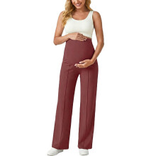 Winter Maternity Straight Leg Pants High Waist Over Bump High Stretch & Breathable Wide Leg Lounge Trousers