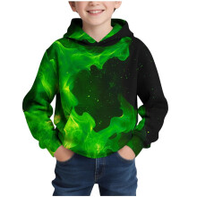 Trui met capuchon voor jongens met grappige 3D-vlamprint, geschikt voor kinderen van 3-13 jaar.