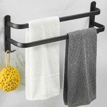 Wall Mounted Double Towel Bar Bathroom Towel Holder 30cm Matte Black Stainless Steel Towel Rack
