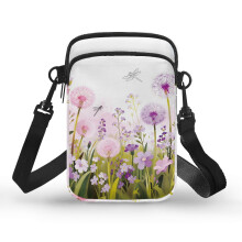 Ängsblommor Dam Axelväska Polyester2Zipper Axelremsväska För Utomhus Dagligt Bruk