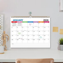 Calendario da parete di 18 mesi (gennaio 2026-giugno 2027), con rilegatura a spirale, festività indicate, blocchi jumbo, carta spessa —