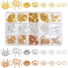 120 pezzi di tappi a forma di fiore, 12 stili di tappi terminali in ottone filigranato per orecchini, bracciali e collane fai da te – Compatibili