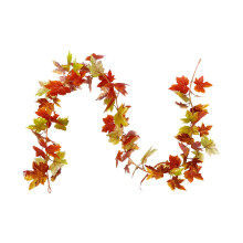 Simulated Vines Halloween Decoration, Autumn Rattan Garland with Faux Maple Leaves – Indoor/Outdoor Use, Compatible with Thanksgiving & Fall Decor