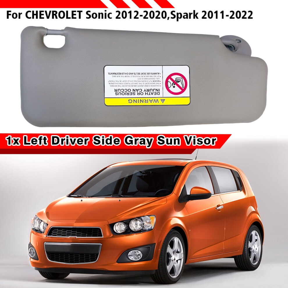Left Driver Side Sun Visor Fit For Chevrolet Sonic 2012-2020/For Chevrolet Spark 2011-2022, Sunshade Visor Cover W/ Mirror 42478247 95054956, Gray 9028731991917